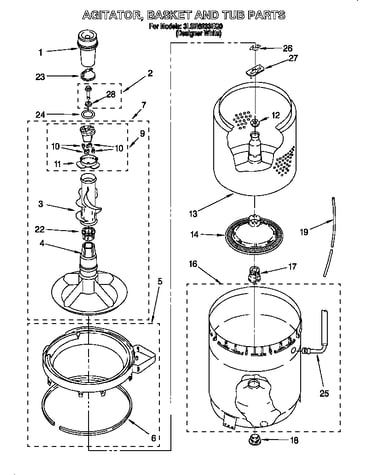 Agitator, basket and tub