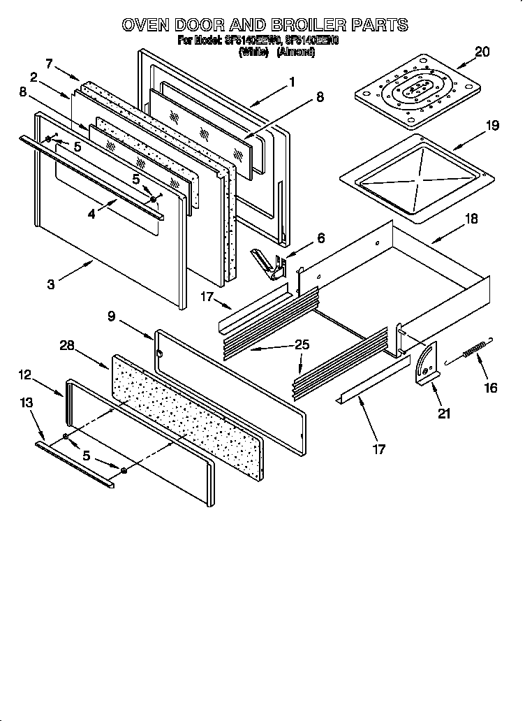 OVEN DOOR AND BROILER