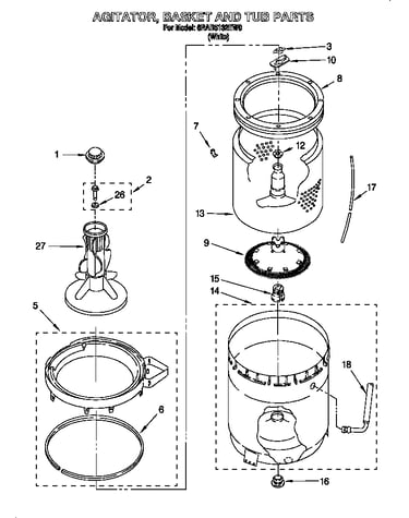 Agitator, basket and tub
