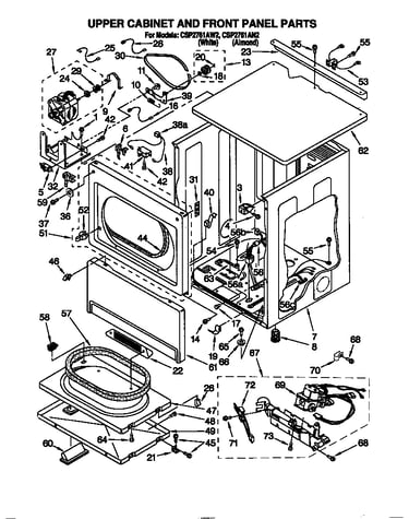 Upper cabinet and front panel