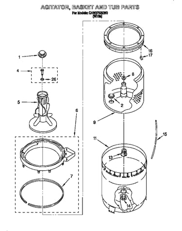 Agitator, basket and tub