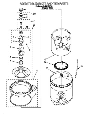 Agitator, basket and tub
