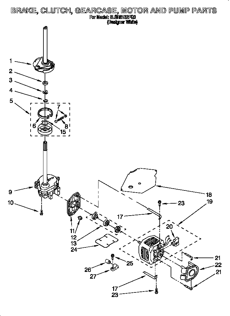 Brake, clutch, gearcase, motor and pump
