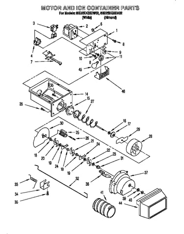 Motor and ice container