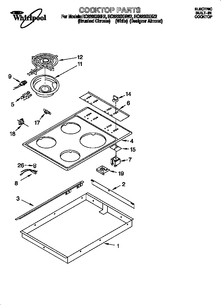 Electric built-in cooktop