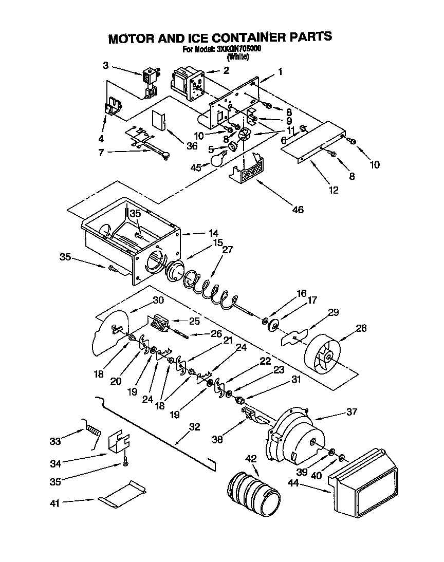 Motor and ice container
