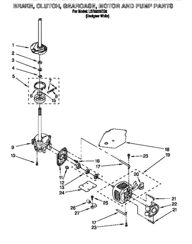 Brake, clutch, gearcase, motor and pump parts
