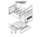 Whirlpool 4RF315PXDQ0 door and drawer parts diagram