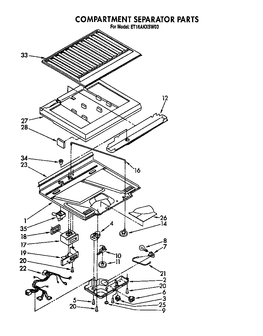 Compartment separator parts