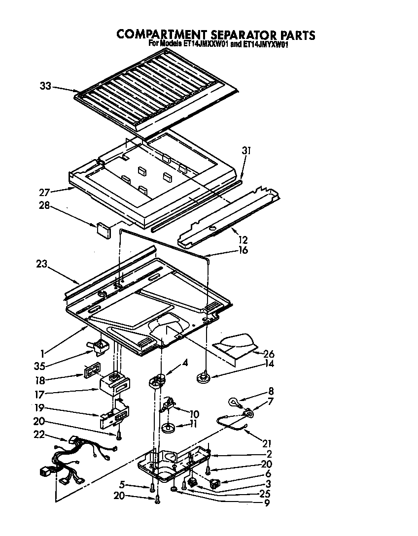 Compartment separator parts