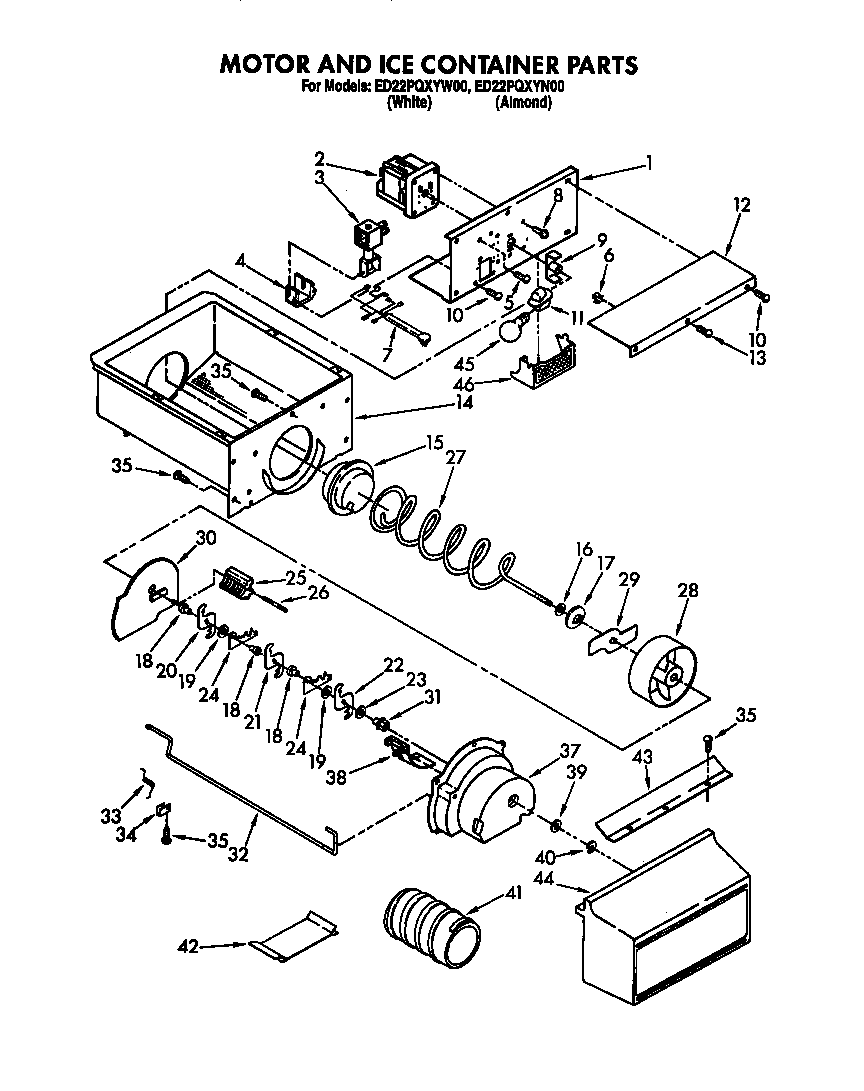 MOTOR AND ICE CONTAINER PARTS