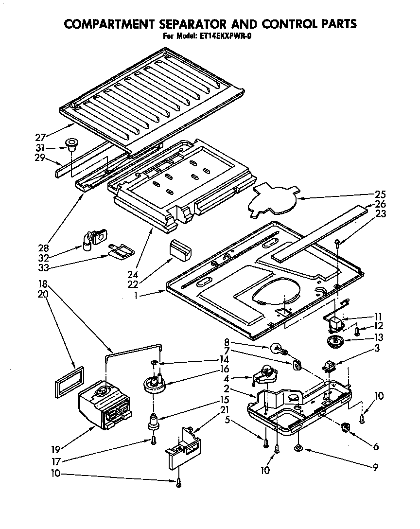 Compartment separator and control parts