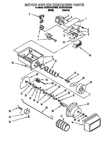 Motor and ice container