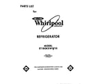 Whirlpool ET18GKXWN10 front cover diagram