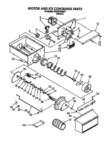 Motor and ice container
