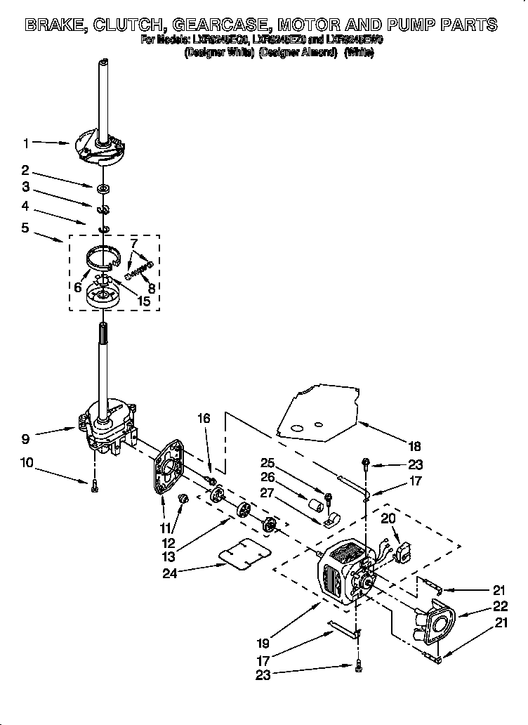BRAKE, CLUTCH, GEARCASE, MOTOR AND PUMP