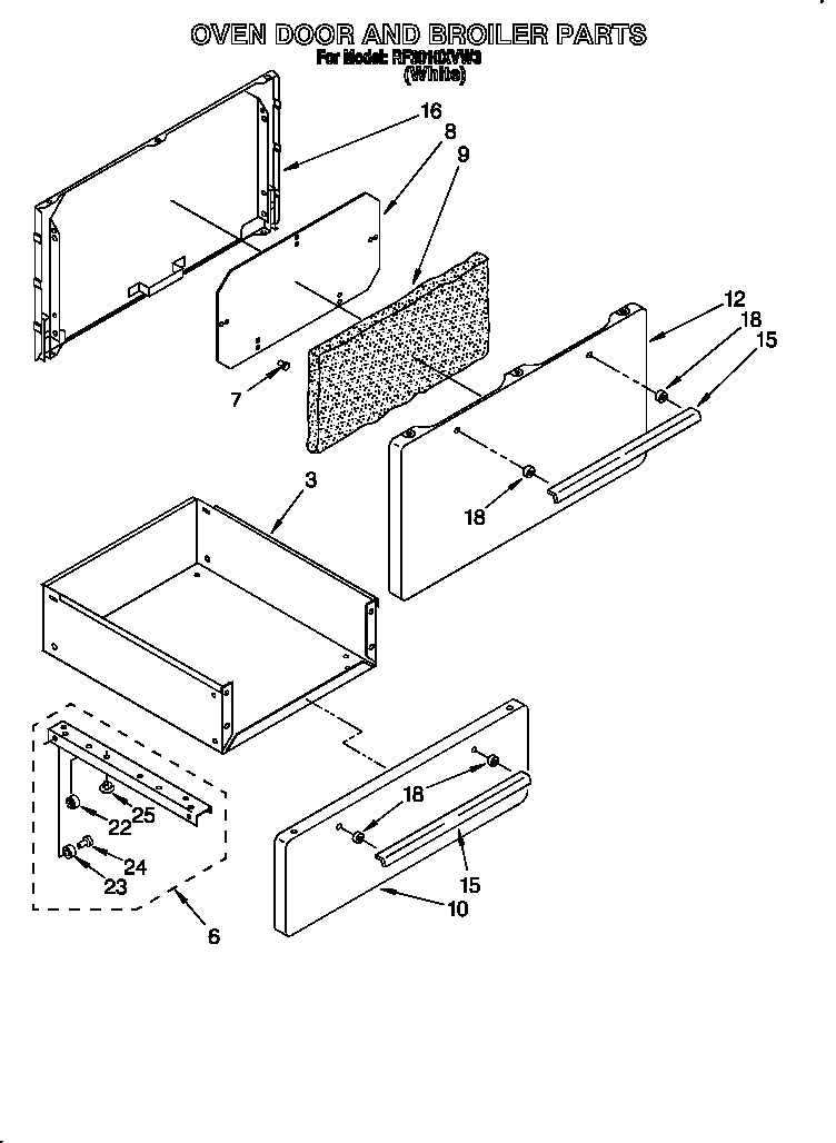 OVEN DOOR AND BROILER