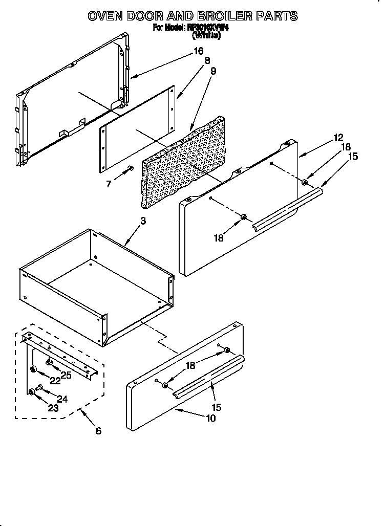 Oven door and broiler