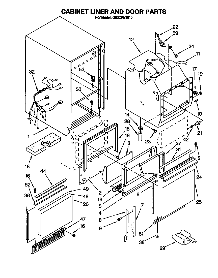 Cabinet liner and door
