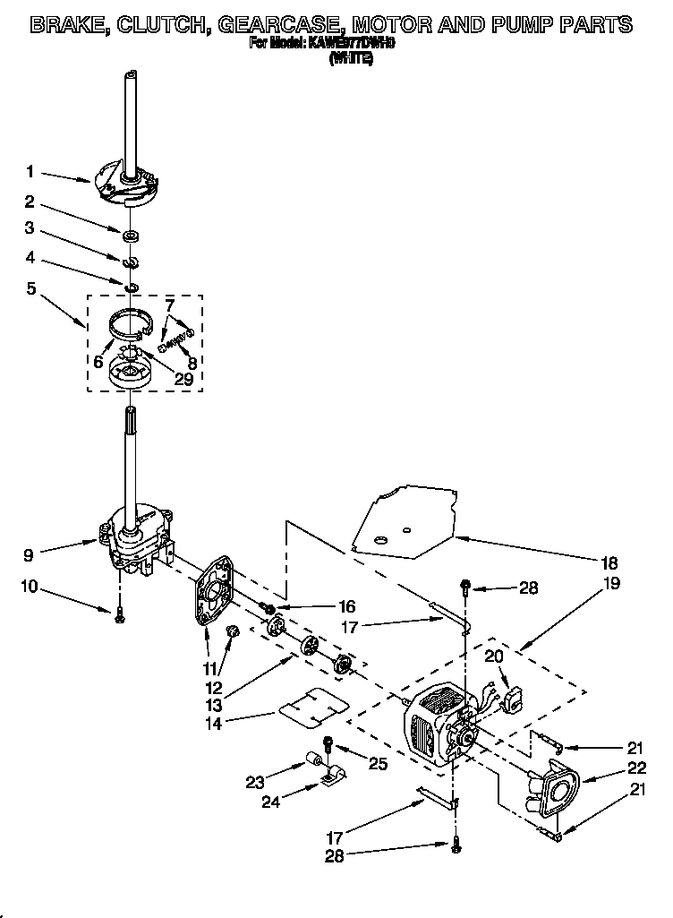 Brake, clutch, gearcase, motor and pump