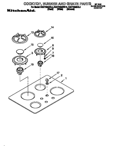 Cooktop, burner and grate