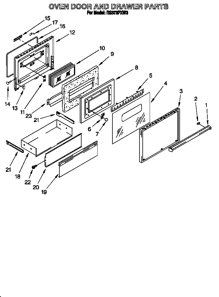Oven door and drawer