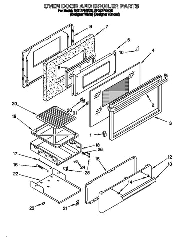 Oven door and broiler