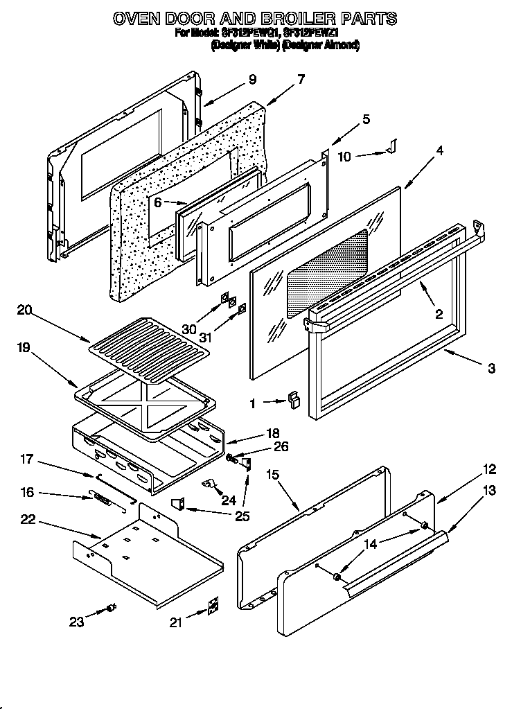 Oven door and broiler