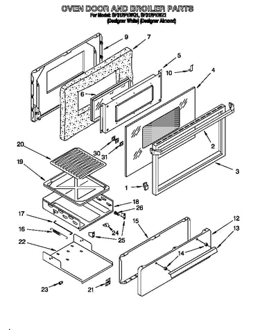 Oven door and broiler