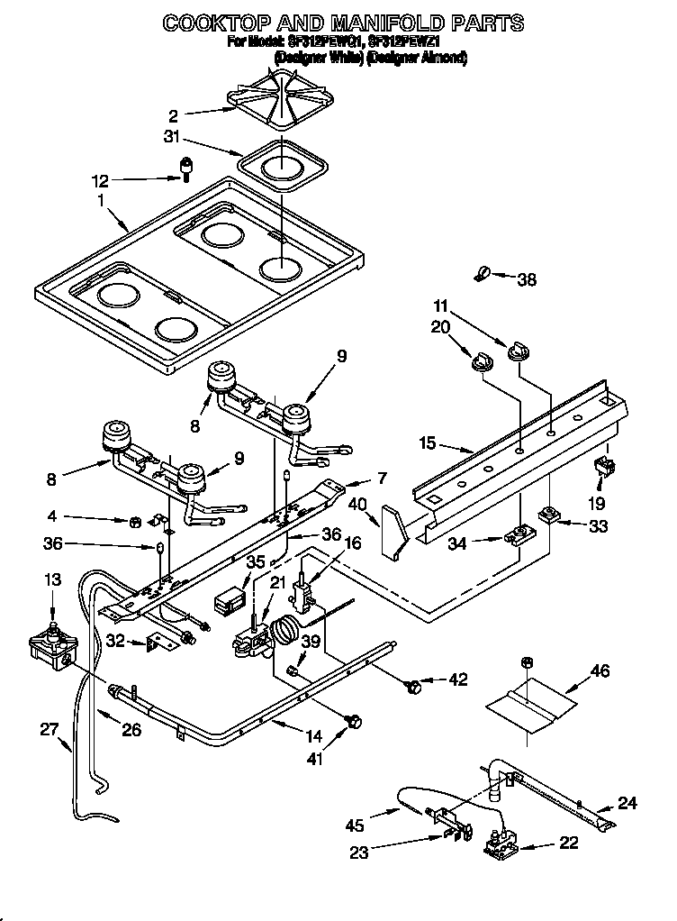 Cooktop and manifold
