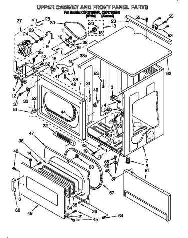 Upper cabinet and front panel