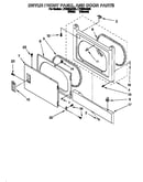 Dryer front panel and door