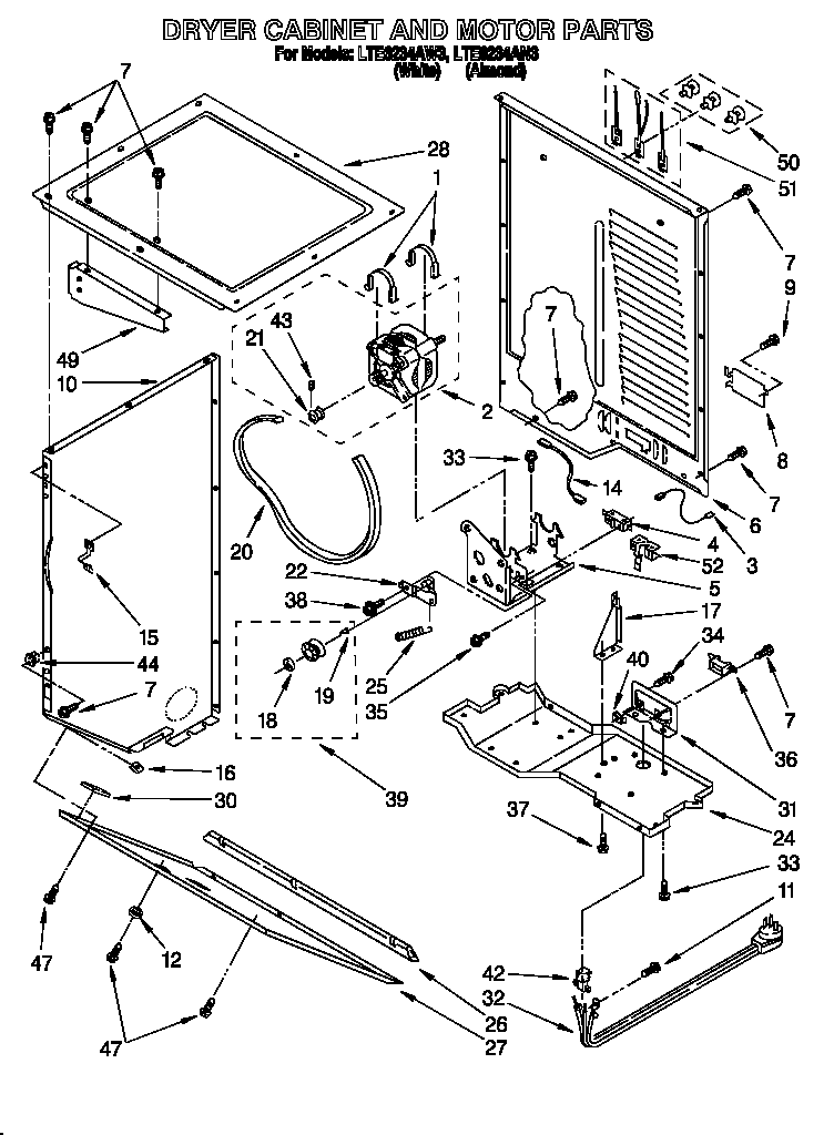 Dryer cabinet and motor