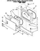 Dryer front panel and door