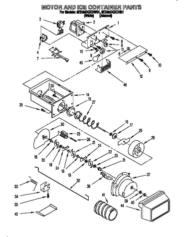 Motor and ice container