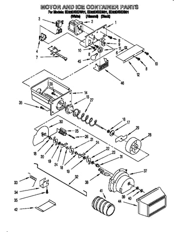 Motor and ice container