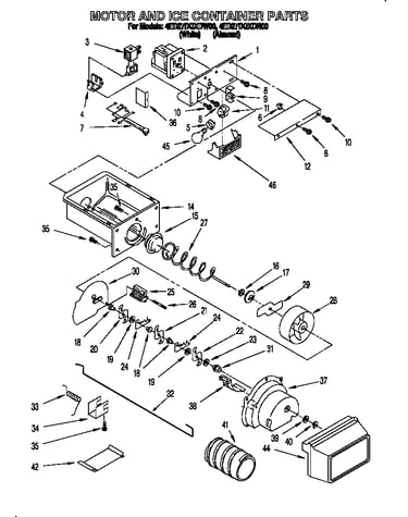 Motor and ice container