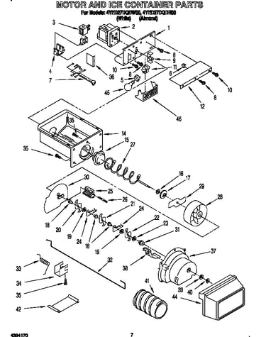 Motor and ice container