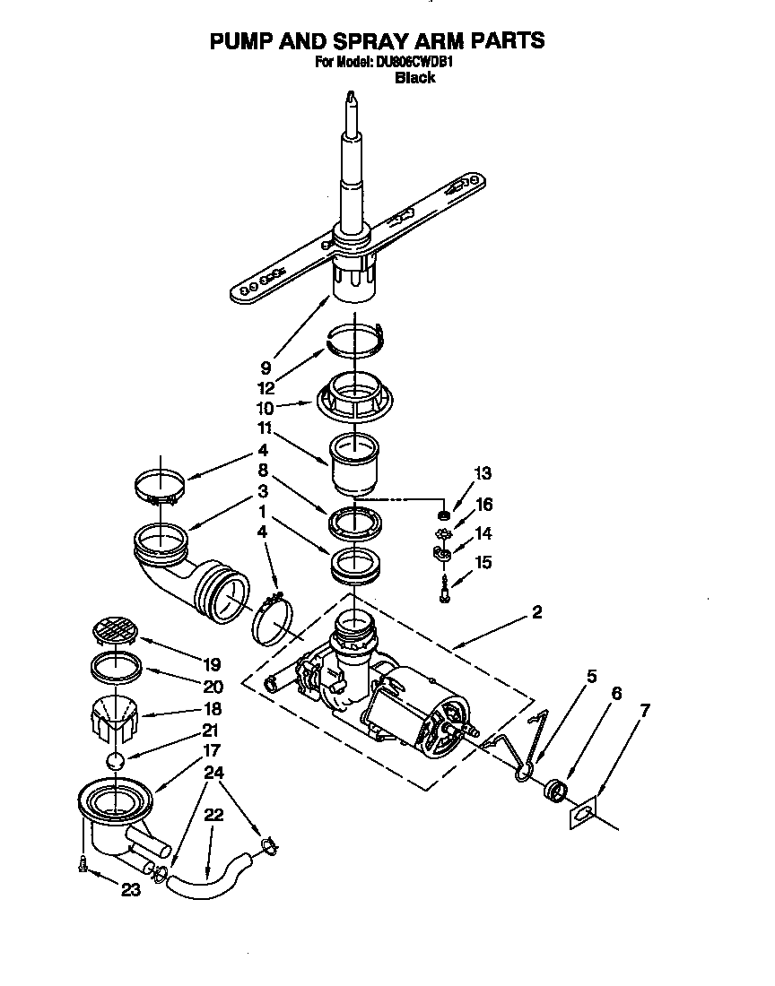 Pump and spray arm