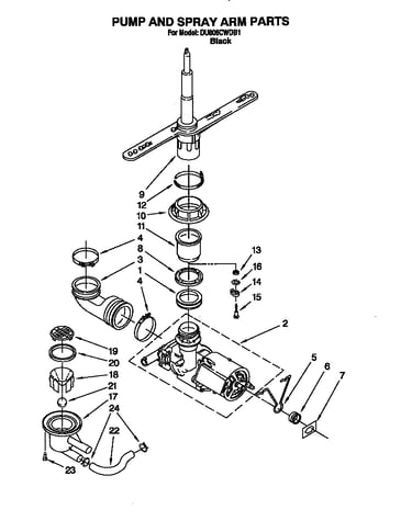 Pump and spray arm