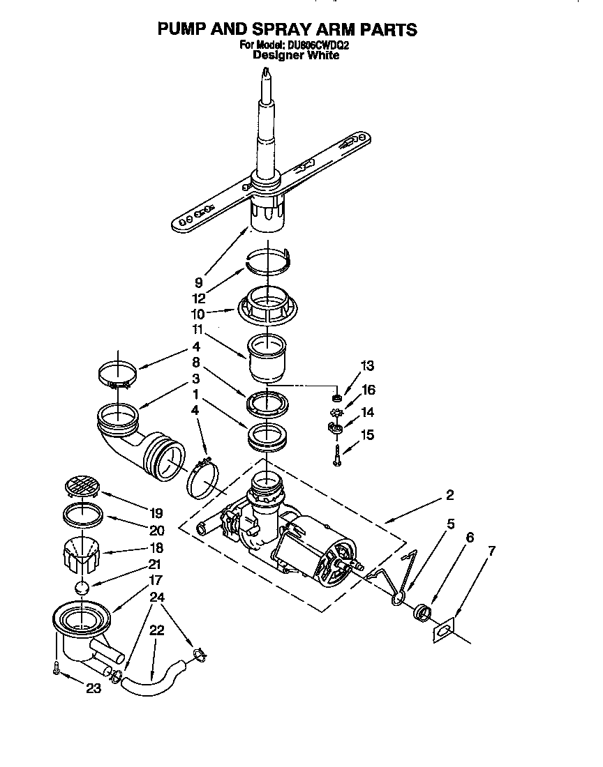 Pump and spray arm