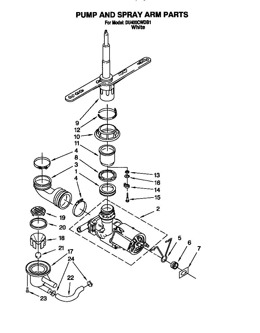 Pump and spray arm