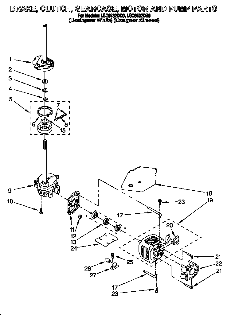 Brake, clutch, gearcase, motor and pump