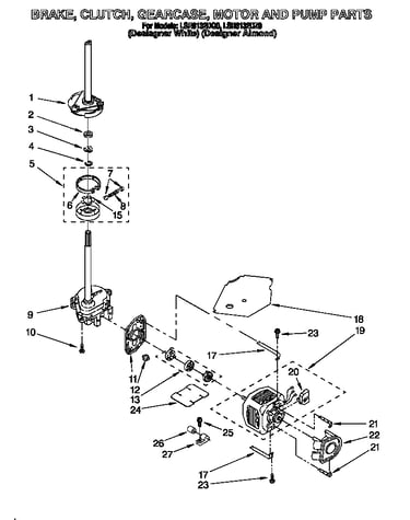 Brake, clutch, gearcase, motor and pump