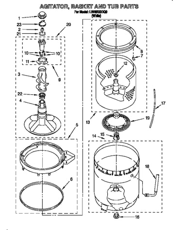 Agitator, basket and tub