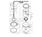 Whirlpool LBT6233DQ0 agitator, basket and tub diagram