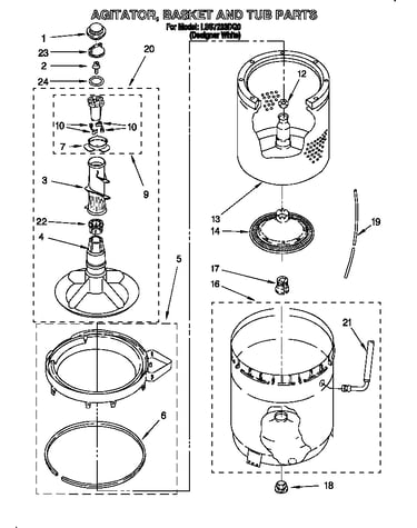 Agitator, basket and tub