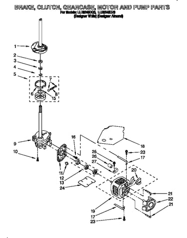 Brake, clutch, gearcase, motor and pump