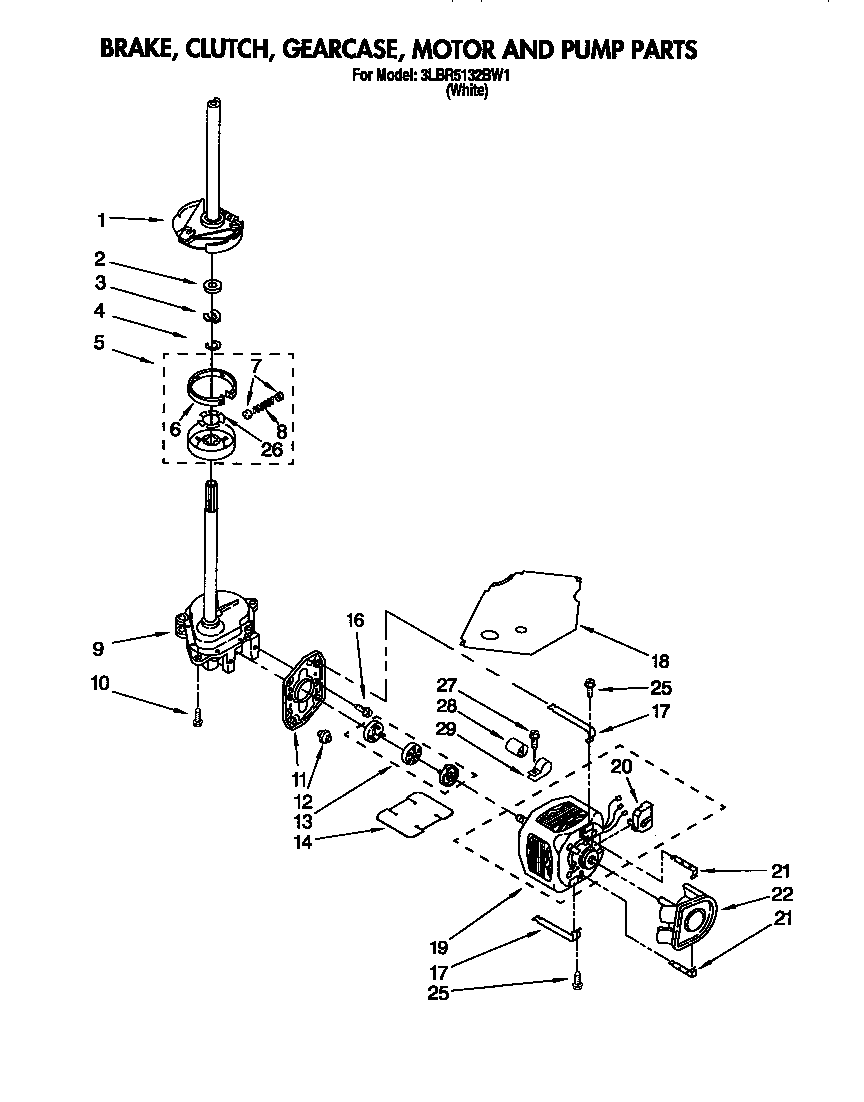 BRAKE, CLUTCH, GEARCASE, MOTOR AND PUMP