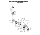 Whirlpool 3XLA87W72BW0 brake, clutch, gearcase, motor and pump diagram